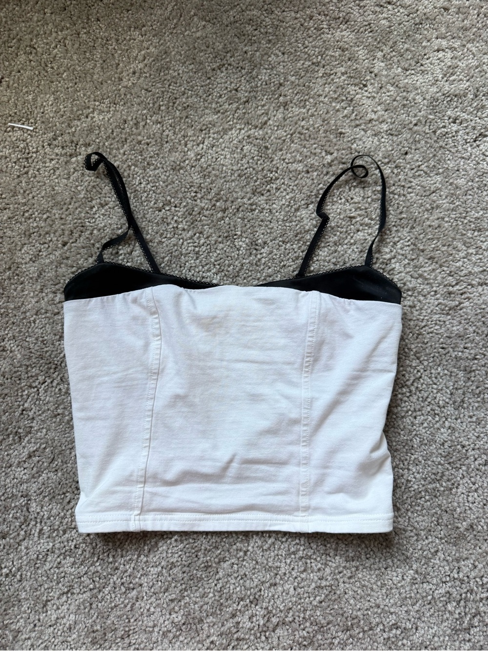 Altar'd State White Cropped Cami with Black Trim